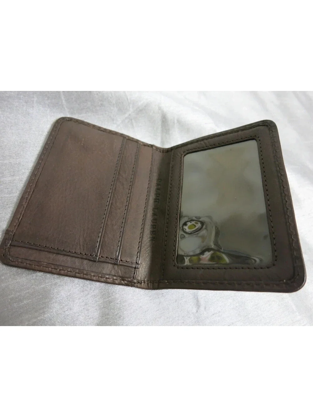 vintage Red Polo Ralph Lauren Cow Hide Fur leather bifold wallet RARE!